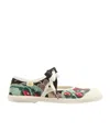 Valentino Bay By Bay Ballerina Trainer In Jacquard Fabric With Floral Embroidery In Multicolor