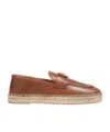 Valentino Garavani Caramel Leather Vlogo Espadrilles In Brown