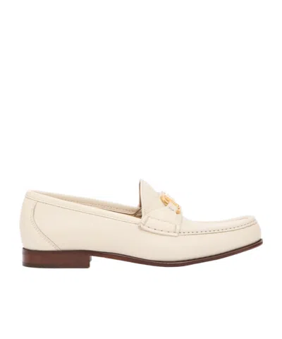Valentino Garavani Round Head Loafer Shoes In White