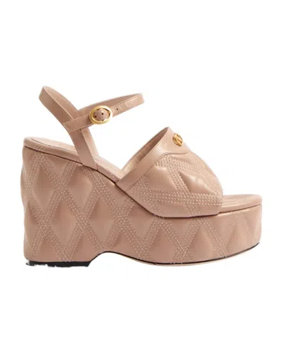 Valentino Garavani Round Head Wedges In Nude