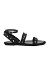 Valentino Round-headed Flat Sandals In Black