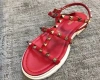 Valentino Round-headed Flat Sandals In Red