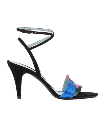 Valentino Garavani Folie Foliage Heeled Sandals 85 In Black