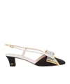 Valentino Slingback Decollete Bowow In Moire Tissue In White