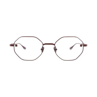 Pre-owned Valentino Garavani Valentino Round Metal Optical Frames 'bordeaux/transparent' | Red | Women's Size Onesize