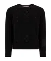 Valentino Open-knit Sweater In Virgin Wool In Black