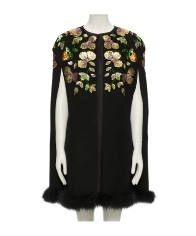 Valentino Round Neck Cape In Black