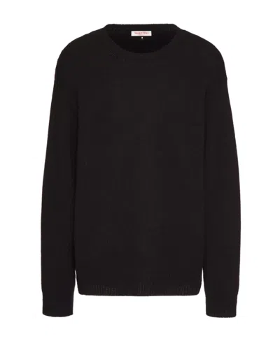 Valentino Round-neck Cashmere Jumper In Black