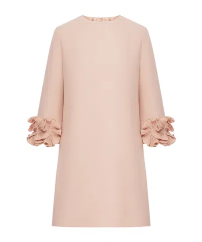 VALENTINO VALENTINO CREPE COUTURE FLORAL DETAILED MINI DRESS