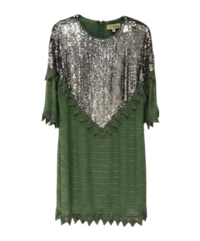 Valentino Round Neck Dress In Green