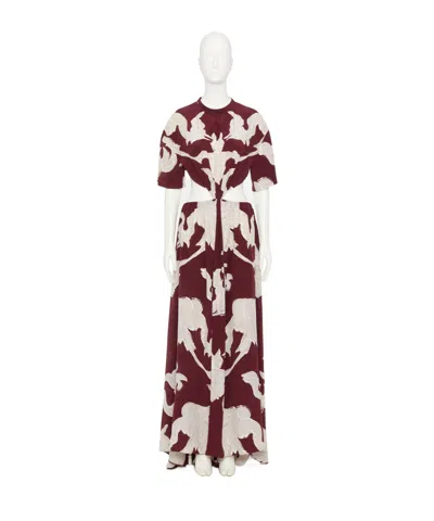 Valentino Garavani Woman Maxi Dress Burgundy Size 4 Silk In White