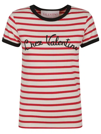 VALENTINO VALENTINO ROUND NECK LOGO EMBROIDERED T-SHIRT