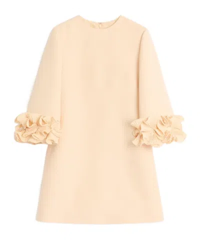 VALENTINO VALENTINO CREPE COUTURE FLORAL DETAILED MINI DRESS