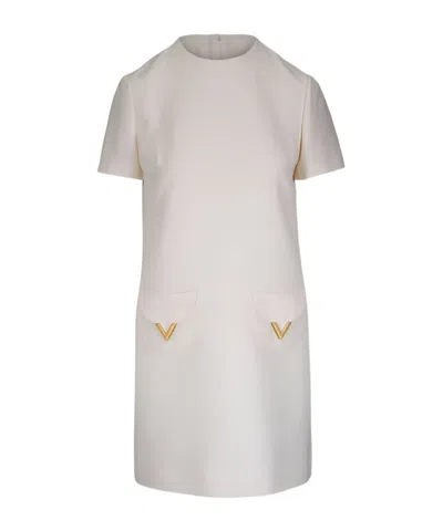 Valentino Round-neck Short-sleeved Dress In Neutral