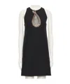 Valentino Garavani Rhinestone Snake Embroidery Crepe Couture Short Dress In Black