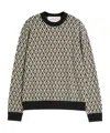 Valentino Crewneck Wool Jumper With Toute La V Jacquard Pattern In Multicolor