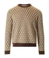 Valentino Monogrammed-intarsia Wool Jumper In Nude