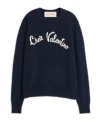 Valentino Logo-embroidered Wool Sweater In Black