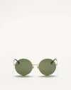 Valentino Round Oversized Metal Frame Unisex Light Gold/black/dark Green 57 In Light Gold/black/dark Green