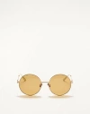 Valentino Round Oversized Metal Frame Unisex Light Gold/ivory/amber 57 In Light Gold/ivory/amber