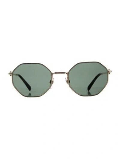 Pre-owned Valentino Round Tinted Sunglasses In Gold