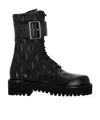 Valentino Quilted Combat Booties Buckle Detail In Black