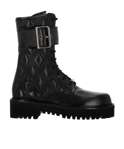 Valentino Garavani Round Toe Ankle Boots In Black