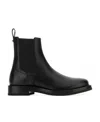 Valentino Studded Leather Ankle Boots With Elastic Panels In Black