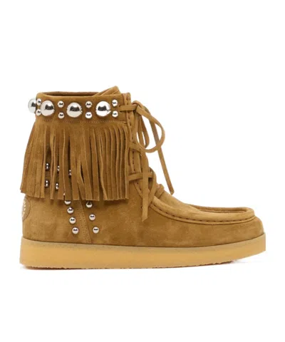 Valentino Garavani Round-toe Ankle Boots In Brown