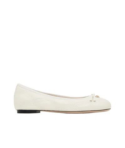 Valentino Garavani Round Toe Ballet Shoes In White