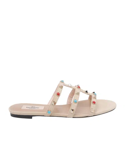 Valentino Garavani Round-toe Flat Sandals In Brown