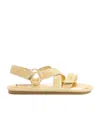 Valentino Lake Powell Crochet-trimmed Sandals In Gold