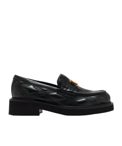 Valentino Garavani Round Toe Loafers In Black