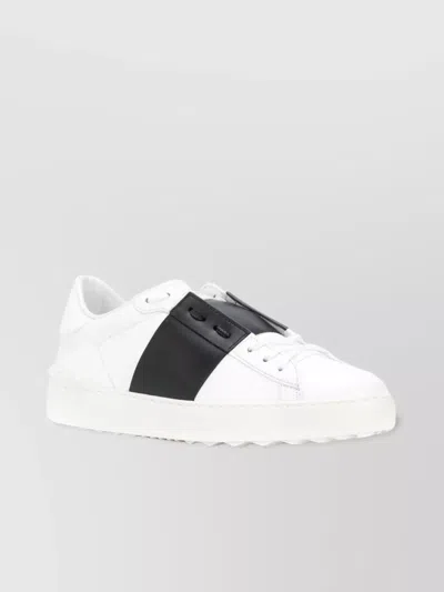 Valentino Garavani Round Toe Low-top Sneakers With Calfskin Band