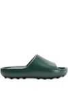 Valentino Round-toe Slides In Green