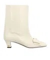 Valentino Leather Mid-calf Boots Featuring Bow Detail In White