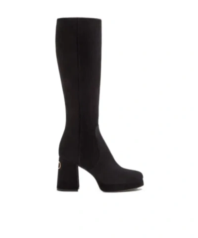 VALENTINO GARAVANI 90MM FAWCETTE PLATFORM V-LOGO BOOTS