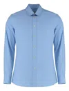 Valentino Rounded-hem Cotton Shirt In Blue