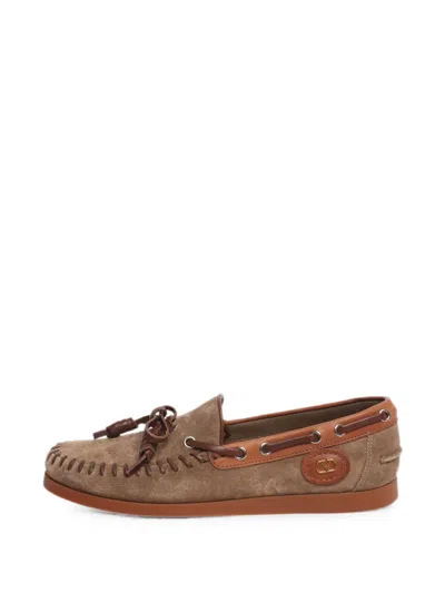 Pre-owned Valentino Garavani Round-toe Boat Shoes In Neutral