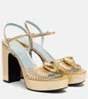 Valentino Royal Metallic Nappa Leather Heart Platform Sandals In Gold