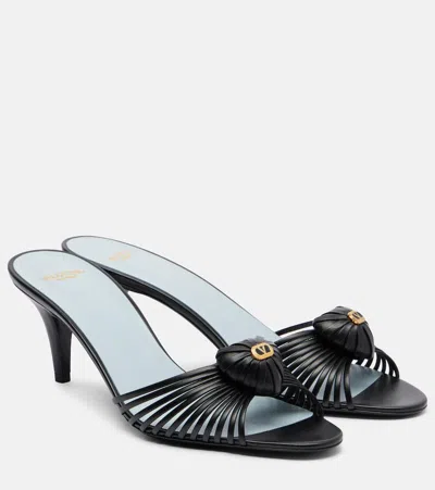 Valentino Garavani Valentino Royal Heart 65 Leather Sandal In Black