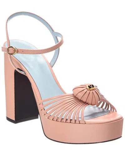 Valentino Garavani Valentino Royal Heart 115 Leather Platform Sandal In White