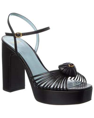 Valentino Garavani Valentino Royal Heart 115 Leather Platform Sandal In Black