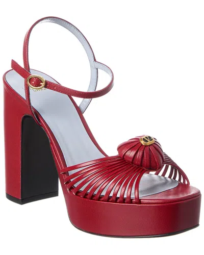 Valentino Garavani Valentino Royal Heart 115 Leather Platform Sandal In Red