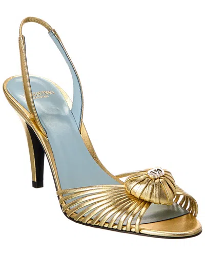 Valentino Garavani Valentino Royal Heart 65 Leather Slingback Sandal In Gold