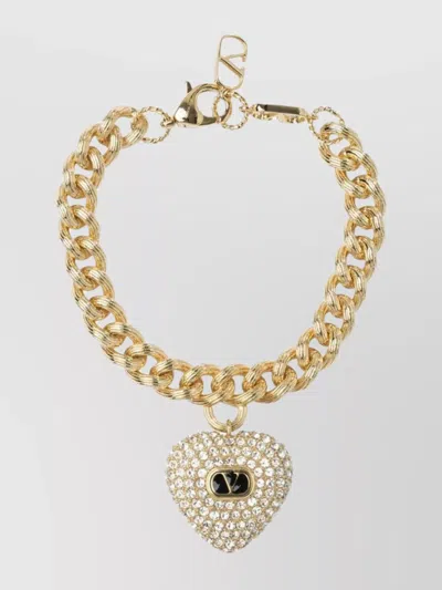Valentino Garavani "royal Heart" Chain Link Bracelet With Swarovski Crystals