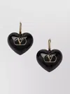 Valentino Royal Heart Drop Earrings In Black