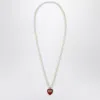 Valentino Garavani Coeur Royal Necklace In Metal Enamel And Beads Woman Multicolour Uni In Silver