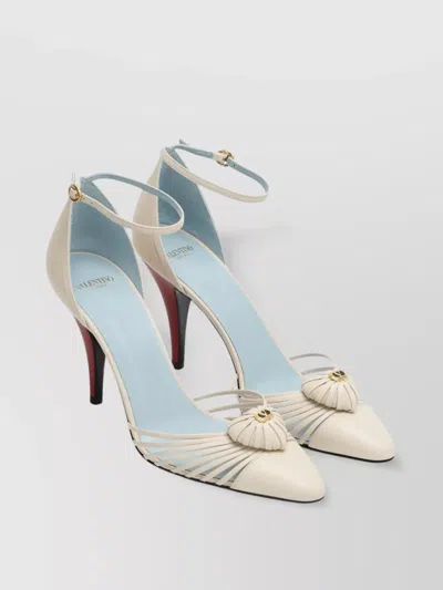 VALENTINO GARAVANI ROYAL IVORY SHELL ANKLE STRAP PUMPS