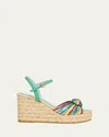 Valentino Royal Leather Heart Wedge Espadrilles In Multi